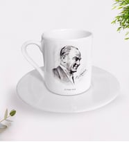 BK Gift Kişiye Özel Atatürk Temalı Türk Kahvesi Fincanı-10 (Beyaz)