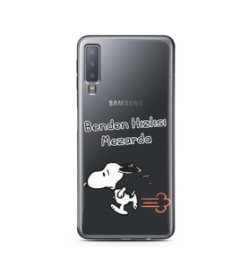 Snoopy Tasarımlı Süper Şeffaf Silikon Telefon Kılıfı Samsung A7 (2018)