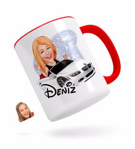 BK Gift Kişiye Özel Kadın Patron Karikatürlü Kırmızı Kupa Bardak-3