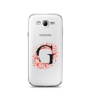 Pembe Çiçekli Harf Tasarım Süper Şeffaf Silikon Telefon Kılıfı Samsung Grand Neo