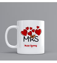 Bayanlara Özel Kalpli Kupa Bardak "MRS."Kişiye Özel Hediye Z31