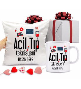 Acil Tıp Teknisyeni Kupa Bardağı ve Yastığı Hediye Seti (Model 1)