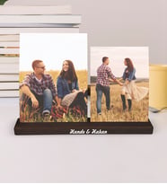 BK Gift Kişiye Özel 2 Fotoğraflı Ahşap Stand