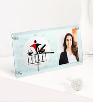 BK Gift Kişiye Özel Avukat Temalı Masaüstü Cam Saat - 4 (Beyaz)