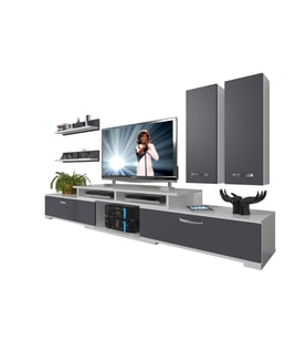 Decoraktiv Flex 5d130 Mdf Tv Ünitesi Tv Sehpası (Beyaz - Antrasit)
