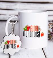 BK Gift Kişiye Özel Mesleki Gıda Mühendisi Beyaz Kupa ve Anahtarlık Hediye Seti-1 (Model 1)