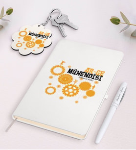 BK Gift Kişiye Özel Ar-Ge Mühendisi Beyaz Defter Kalem Ve Anahtarlık Hediye Seti-2 (Model 1)