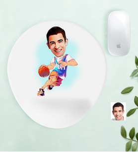BK Gift Kişiye Özel Bay Basketbolcu Karikatürlü Bilek Destekli Mouse Pad-2 (Beyaz)