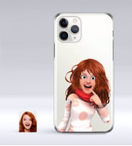 BK Gift Kişiye Özel Kadın Animasyon Karikatürlü iPhone 11 Pro İnce Şeffaf Silikon Telefon Kapağı-6 (Beyaz)