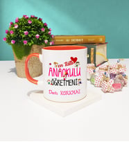 Mesajlı Anaokulu Öğretmeni Kupa Bardak Turuncu