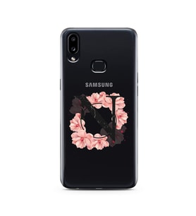 Pembe Çiçekli Harf Tasarım Süper Şeffaf Silikon Telefon Kılıfı Samsung A10s N-Ha