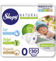 Sleepy Bebek Bezi Naturel Beden:0 (0-3Kg) Premature 30 Adet Jumbo Pk
