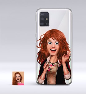 BK Gift Kişiye Özel Kadın Animasyon Karikatürlü Samsung Galaxy A51 İnce Şeffaf Silikon Telefon Kapağı-8 (Beyaz)