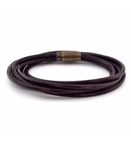 KAHVERENGİ SARMA HAKİKİ DERİ BRONZ KLİPS ERKEK BİLEKLİK M003H