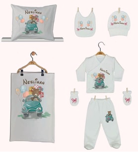 Pia Baby GL 1935-06 İsme Özel Yastık Battaniye Zıbın Set