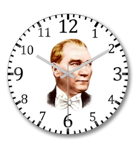 Mustafa Kemal Atatürk4 Duvar Saati Bombeli Gercek Cam