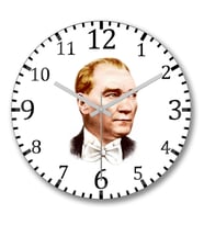 Mustafa Kemal Atatürk4 Duvar Saati Bombeli Gercek Cam