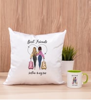 Best Friends Kare Yastık ve Yeşil Kupa Bardak