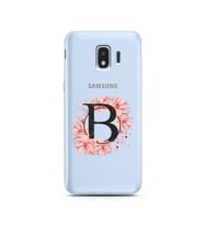 Pembe Çiçekli Harf Tasarım Süper Şeffaf Silikon Telefon Kılıfı Samsung J2 Pro (2