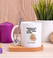Canım Kendim Ahşap Altlıklı Beyaz Kupa Bardak