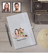 Kişiye Özel Sevgili Karikatürlü Gri Defter Kalem Hediye Seti Model 19