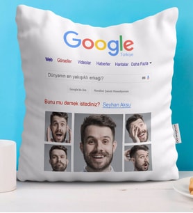 BK Gift Kişiye Özel Google Fotoğraflı Dünyanın En Yakışıklı Erkeği Yastık-1 (Beyaz)