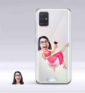 BK Gift Kişiye Özel Bayan Karikatürlü Samsung Galaxy A51 İnce Şeffaf Silikon Telefon Kapağı-22 (Beyaz)