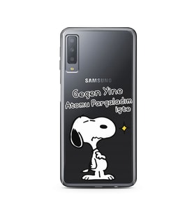 Snoopy Tasarımlı Süper Şeffaf Silikon Telefon Kılıfı Samsung A7 (2017)