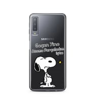 Snoopy Tasarımlı Süper Şeffaf Silikon Telefon Kılıfı Samsung A7 (2017)