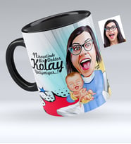 BK Gift Kişiye Özel Bayan Kadın Hastalıkları Ve Doğum Uzmanı Karikatürlü Siyah Kupa Bardak  1
