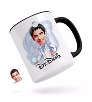 BK Gift Kişiye Özel Erkek Diş Hekimi Karikatürlü Siyah Kupa Bardak-3