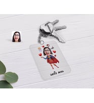 BK Gift Kişiye Özel Süper Anne Karikatürlü Şeffaf Pleksi Anahtarlık-1 (Beyaz)