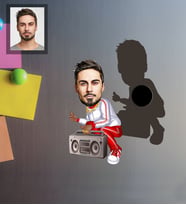 Kişiye Özel Rapçi Karikatürlü Ahşap Magnet Bay-4