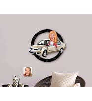 BK Gift Kişiye Özel Plakalı Kadın Renault Symbol Karikatürlü Ahşap Duvar Saati-1 (Beyaz)