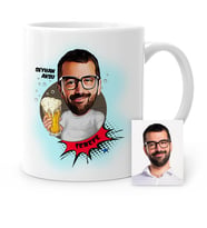 BK Gift Kişiye Özel Şerefe Karikatür Beyaz Kupa Bardak  1