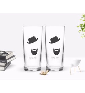 BK Gift Kişiye Özel Renkli Baskılı İsimli Tasarımlı İkili Rakı Bardağı Seti-132 (Beyaz)