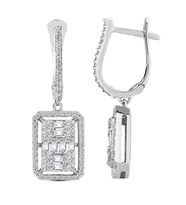 Modern Tasarım 1.22 Ct Baget Kare Tektaş Küpe (Beyaz)