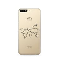 Çizgi Harita Tasarımlı Süper Şeffaf Silikon Telefon Kılıfı Huawei Honor 7C- y7 2