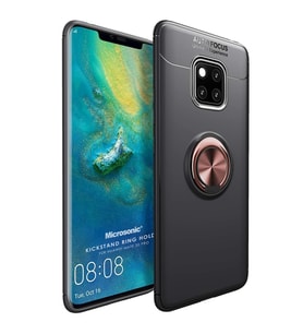 Microsonic Huawei Mate 20 Pro Kılıf Kickstand Ring Holder Siyah Rose