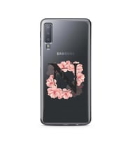Pembe Çiçekli Harf Tasarım Süper Şeffaf Silikon Telefon Kılıfı Samsung A7 (2018)