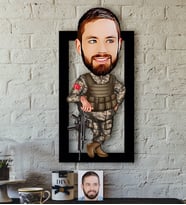 BK Gift Kişiye Özel Asker Karikatürlü 3D Ahşap Tablo-2