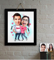BK Gift Kişiye Özel Sevgililer Karikatür Ahşap Tablo  5