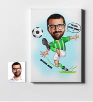 BK Gift Kişiye Özel Futbolcu Yeşil Beyaz Karikatür Kanvas Tablo 50x70cm 1