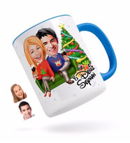 BK Gift Kişiye Özel Yeni Yıl Sevgililer Karikatürlü Mavi Kupa Bardak-4