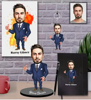 Kişiye Özel İş Adamı Karikatürlü 5 li Hediye Seti Bay-19
