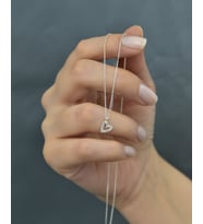 Papatya Silver 925 Ayar Zirkon Taşlı Gümüş Kalp Kolye (Gümüş)