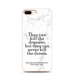 Iphone 8 Plus Beyaz Mermer Söz Tasarımlı Telefon Kılıfı
