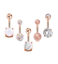 Chavin 5 adet Taşlı Taşsız Cerrahi Çelik Göbek Piercing eh02rs