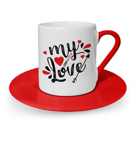 BK Gift Kişiye Özel Aşkım Kırmızı Türk Kahvesi Fincanı  1