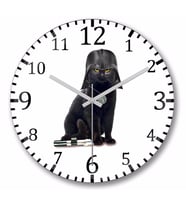 Kedi Star Wars Cat Vader  Duvar Saati Bombeli Gercek Cam